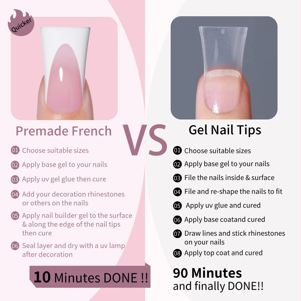 Wholesale OEM 120pcs Duck Nail French Tips White Full Cover Gel Handmade French Duck Nails Press on Nails