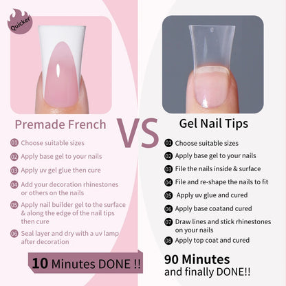 Wholesale OEM 120pcs Duck Nail French Tips White Full Cover Gel Handmade French Duck Nails Press on Nails