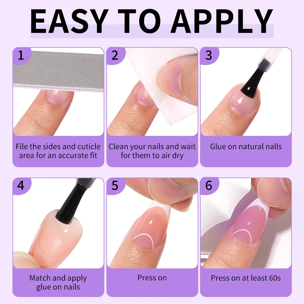 High Quality Glossy 120pcs French False Ballet Nails Tip Silver Design Soft Gel Nails Press on French Tips for Nail Art Salon