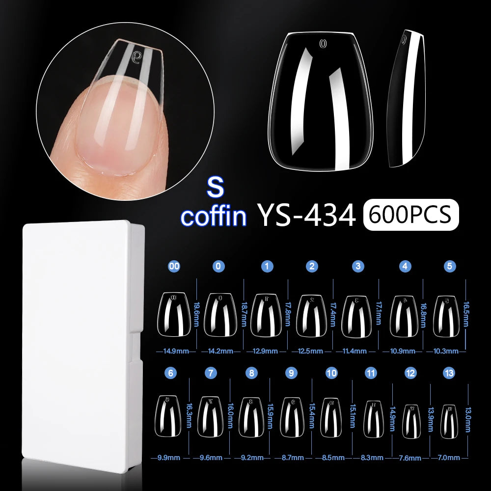 New Soft Gel X 600 Pcs 15sizes Nails No C Curve Full Cover Acrylic Nail Tips  Wholesale Almond Square Coffin Suppliers Nail Tips