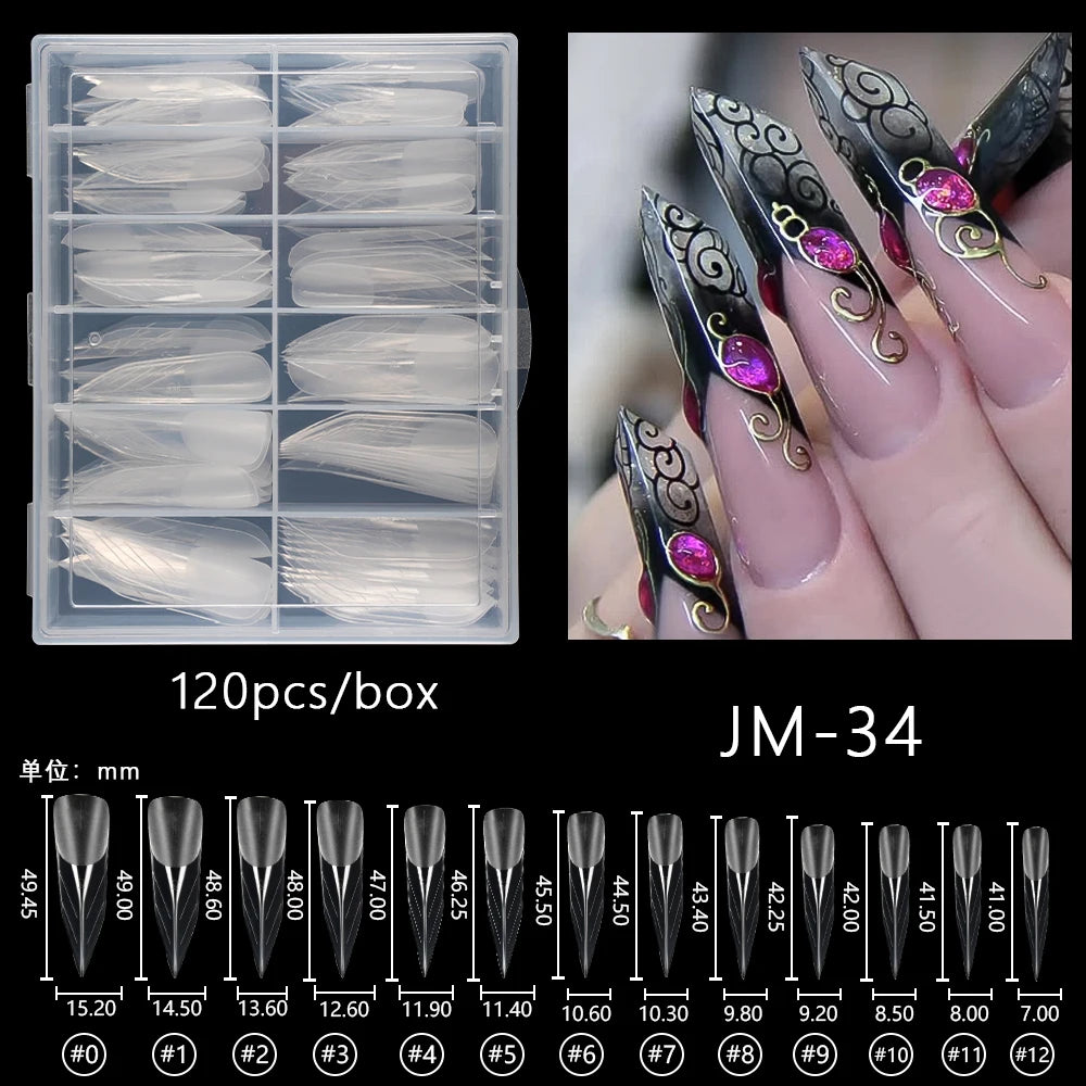 Wholesale 120pcs Russian Almond Dual Forms 26 Styles Quick Building Nail Model Extension Oval Stiletto Coffin Plastic Nail Forms
