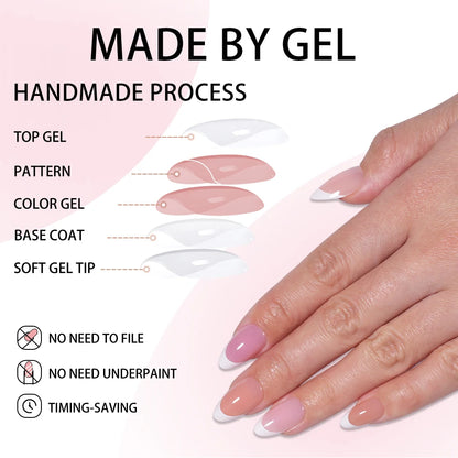 Wholesale Private Label 150Pcs Nude Pink French Stick on Nails Press on Short Square Almond French Press on Nails