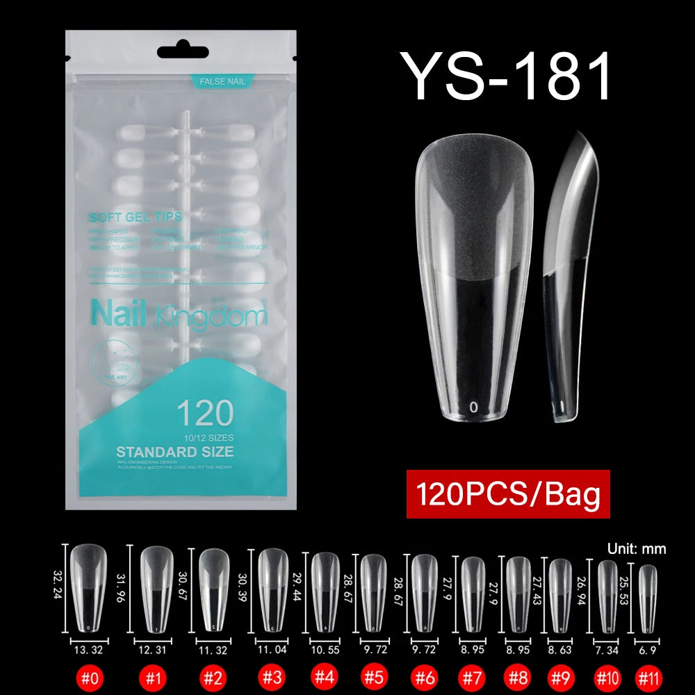 Wholesale 120pcs/bag Full Cover Manicure Clear Nail Tips Traceless Medium Stiletto Half Matte Acrylic Nail Tips for Nail Art