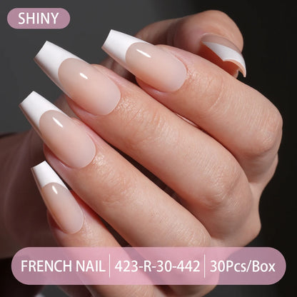 30pcs/box French Gel Nails Press on Nails