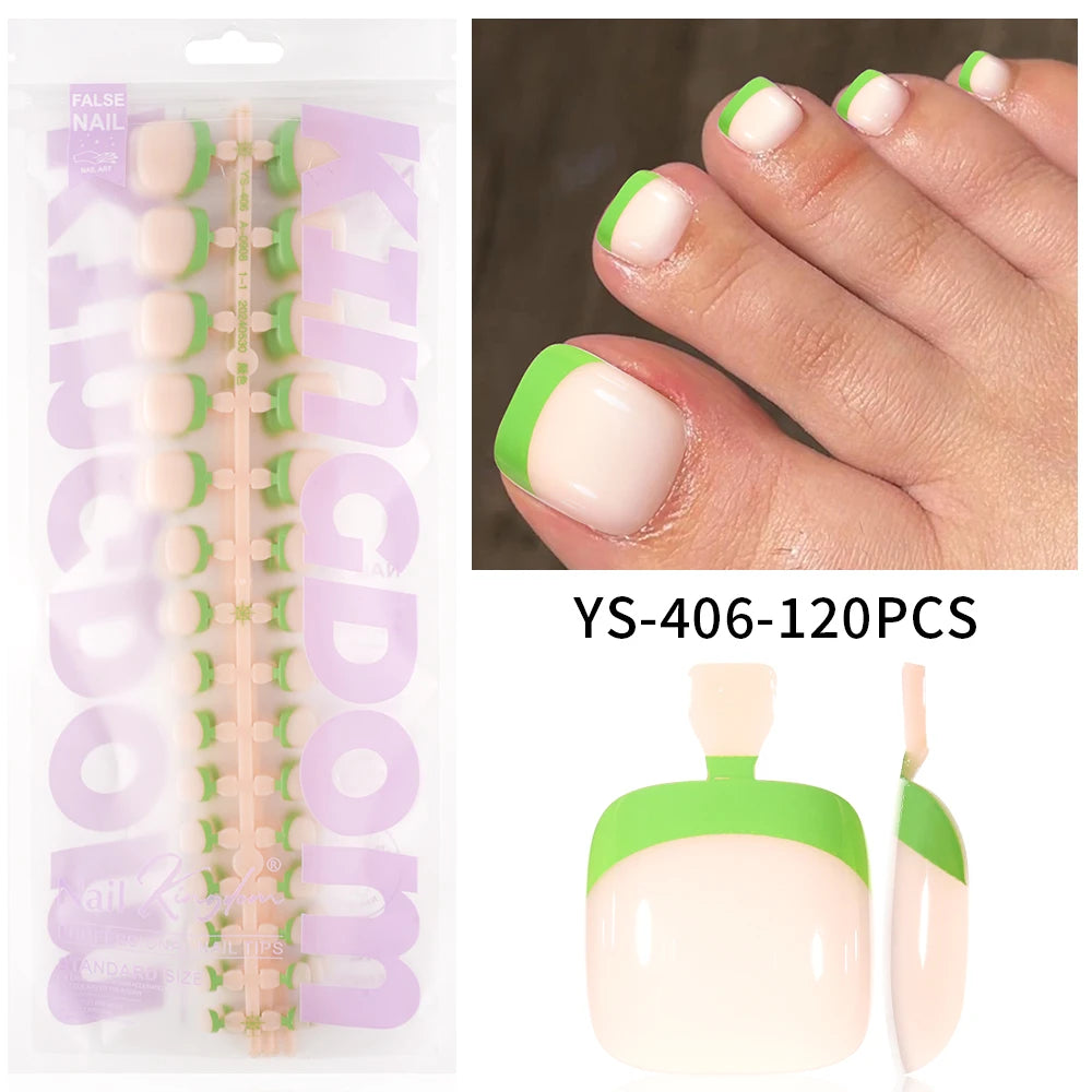 Wholesale 120/150PCS Mixed Color French Square Designs Certain Colorful French Press on Toe Nails Tip for Feet Nail Art Salon