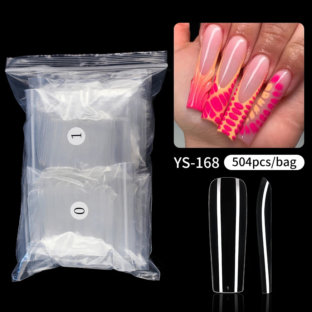 Private Label Full Cover Xxl Square Fake Nail Tips Extension Natural Transparent French Straight Tapered Square Nail Tips