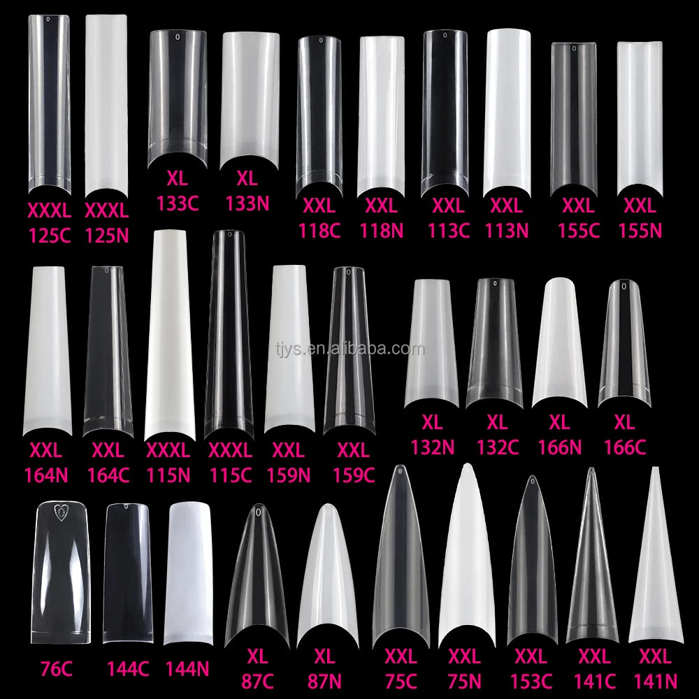 Nail Almond Tips XXL Full Cover Clear Almond ABS 500 Pieces Soft Gel Press on Nails Kit Almond Nail Tips