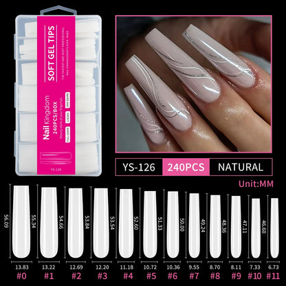Wholesale Full Half Cover Long Stiletto Square Coffin Nails Tips Soft Gel Nail Extension Tips Nail Tips Non C Curve