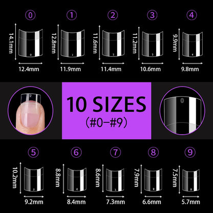 Wholesale 240/500Pcs Acrylic False Nail Manicure Traceless French Clear Half Cover Short Square Nail Tips for Nail Art Salon
