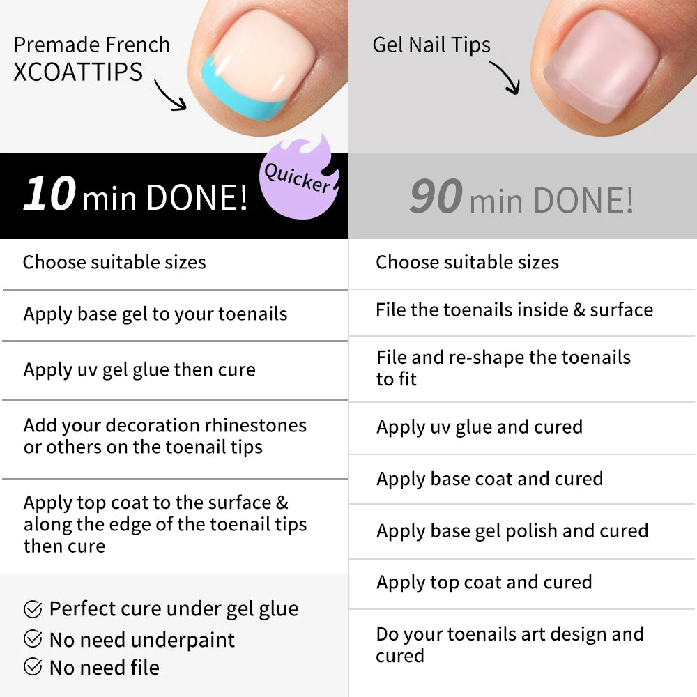 Wholesale 120/150PCS Mixed Color French Square Designs Certain Colorful French Press on Toe Nails Tip for Feet Nail Art Salon