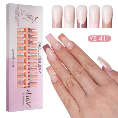 Wholesale Short Square Fake Nails 150pcs/Bag Full Cover Almond Coffin Press on Nails Art With Colorful French Tips