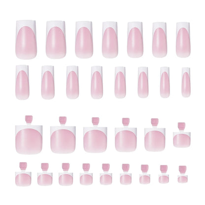 Factory Fake French Toenails Hand Nails Set 60pcs French White Black Tips Square French Soft Press on Acrylic Nails Set
