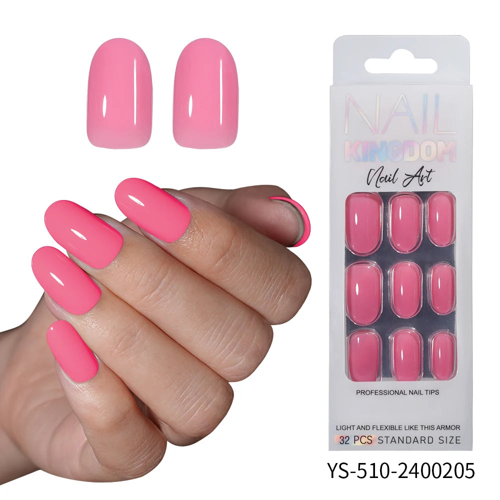 Private Label 30/32pcs Short Round False Nails Art Salon Wholesale Colorful Simple Handmade Solid Color Press on Nails for Women