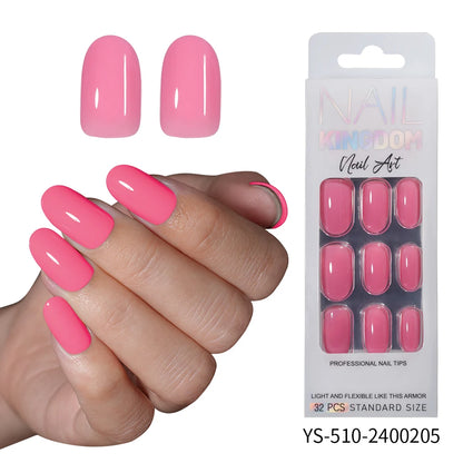 Private Label 30/32pcs Short Round False Nails Art Salon Wholesale Colorful Simple Handmade Solid Color Press on Nails for Women