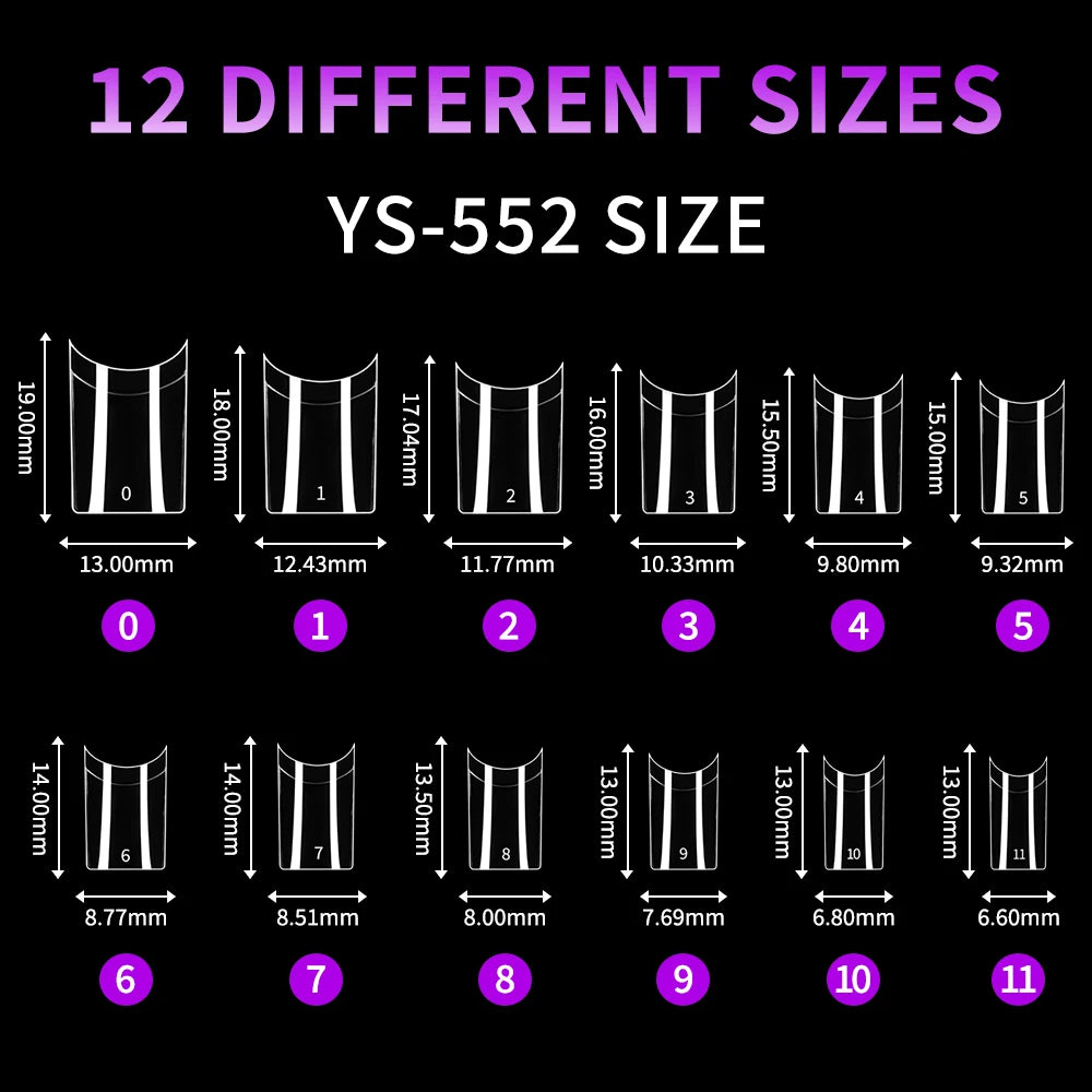 Factory Direct Sales 504pcs Ultra-Short Clear Traceless Half Cover French Soft Nail Tips for Finger Short Square False Nails
