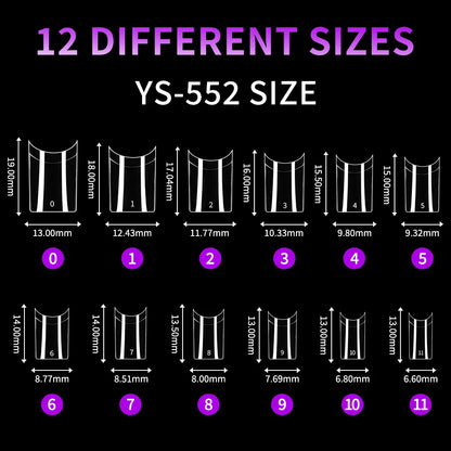 Factory Direct Sales 504pcs Ultra-Short Clear Traceless Half Cover French Soft Nail Tips for Finger Short Square False Nails
