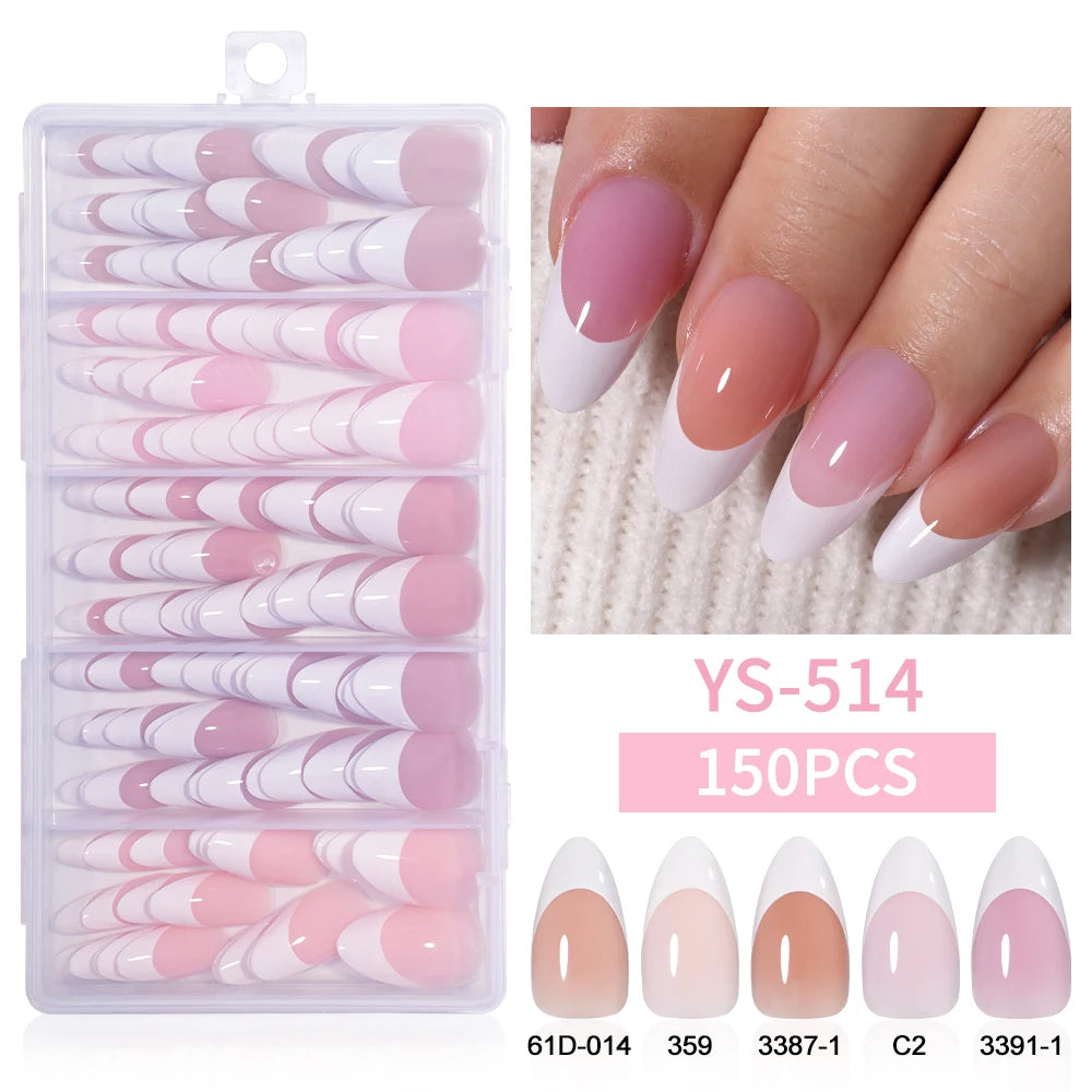 Wholesale Private Label 150Pcs Nude Pink French Stick on Nails Press on Short Square Almond French Press on Nails