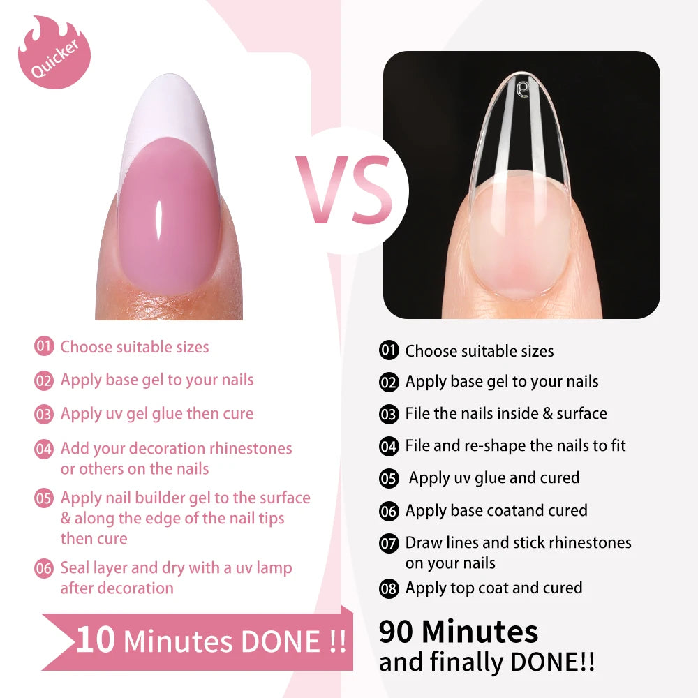 Wholesale Private Label 150Pcs Nude Pink French Stick on Nails Press on Short Square Almond French Press on Nails