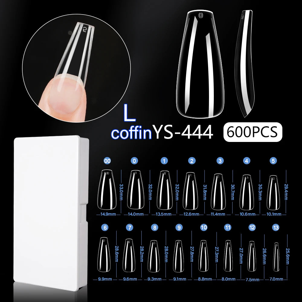 New Soft Gel X 600 Pcs 15sizes Nails No C Curve Full Cover Acrylic Nail Tips  Wholesale Almond Square Coffin Suppliers Nail Tips