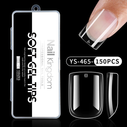 Wholesale False Nail Art Tips 15 Size Full Cover Traceless Transparent Clear Coffin Stiletto Square Almond Soft Gel Nail Tips