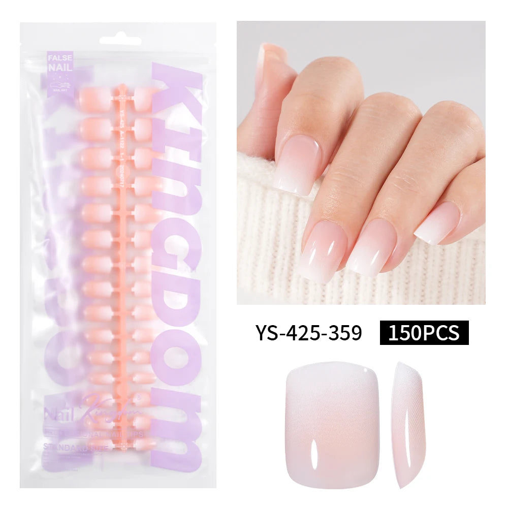 Wholesaler Private Label 150Pcs Nude Pink Gradient Fake Nails Press on Short Square Almond Ombre Press on Nails