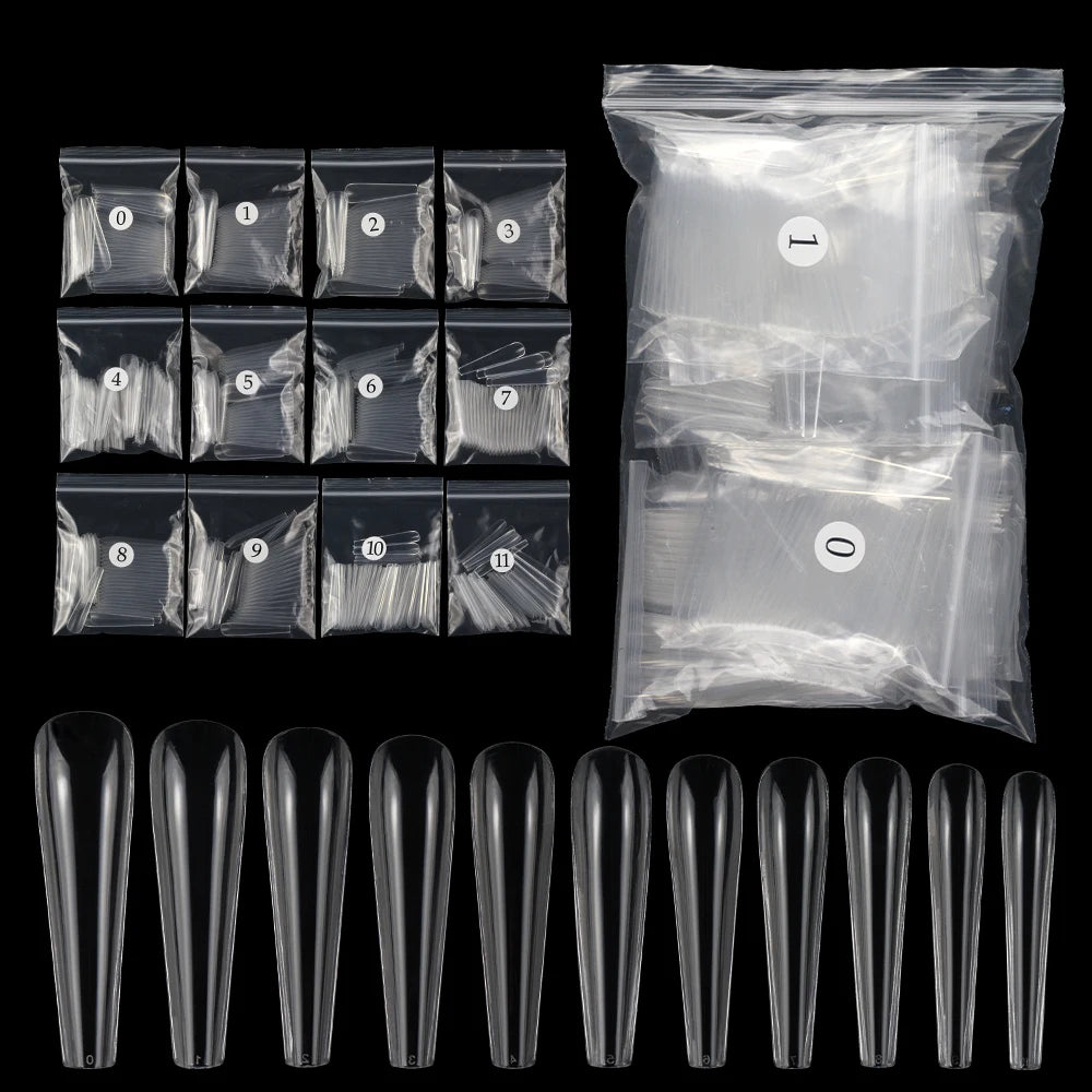 Nail Supplier 360pcs/Bag Plastic French Style Artificial Fingernails Long Coffin and Long Ballet Nail Tips
