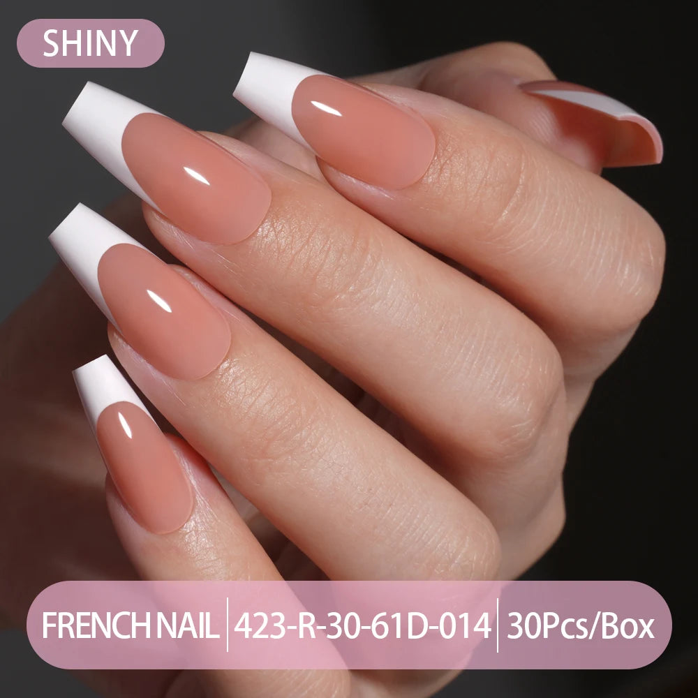 30pcs/box French Gel Nails Press on Nails