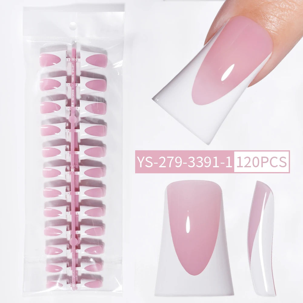 Wholesale OEM 120pcs Duck Nail French Tips White Full Cover Gel Handmade French Duck Nails Press on Nails