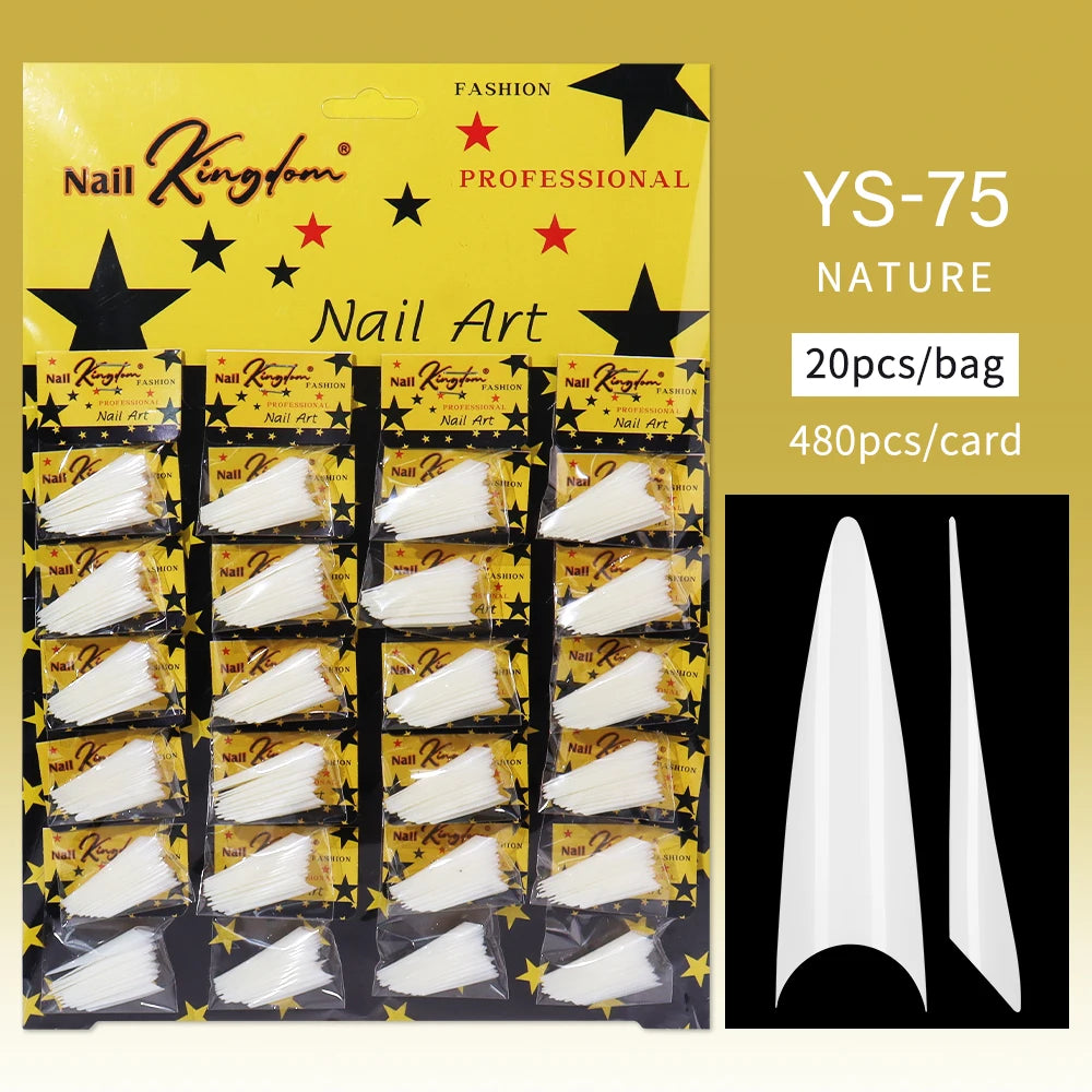 Nail Kingdom 480pcs 24Bags/Set Nail Tips Solid Color Clear Coffin/Square/Almond  Full Cover Nail Tips False Nail Wholesale