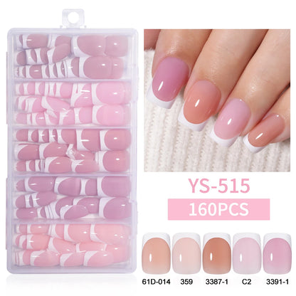 Wholesale Private Label 150Pcs Nude Pink French Stick on Nails Press on Short Square Almond French Press on Nails