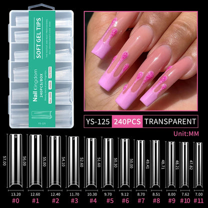 Wholesale Full Half Cover Long Stiletto Square Coffin Nails Tips Soft Gel Nail Extension Tips Nail Tips Non C Curve