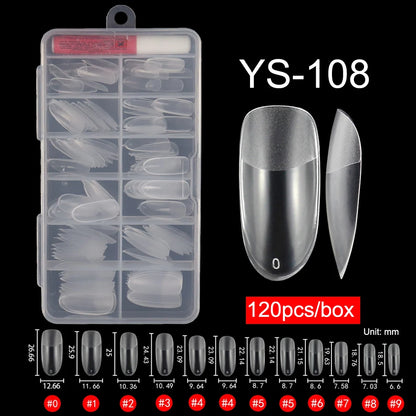 120 Pcs/Box Soft Gel Nails Art Tip Half Matte False Nails Coffin Stiletto Almond Square Full Cover Semi Frosted Nail Tips
