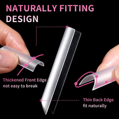 Wholesale ODM OEM Long Stiletto False Nails 240pcs 12sizes Traceless Half Cover Clear Long Stiletto Square Round Matte Nail Tips
