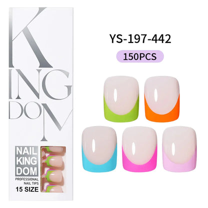 Nail Supplier Custom Wholesale 150PCS Press on French Nails Square Full Cover Wearable Colorful Press on Nails French Tip
