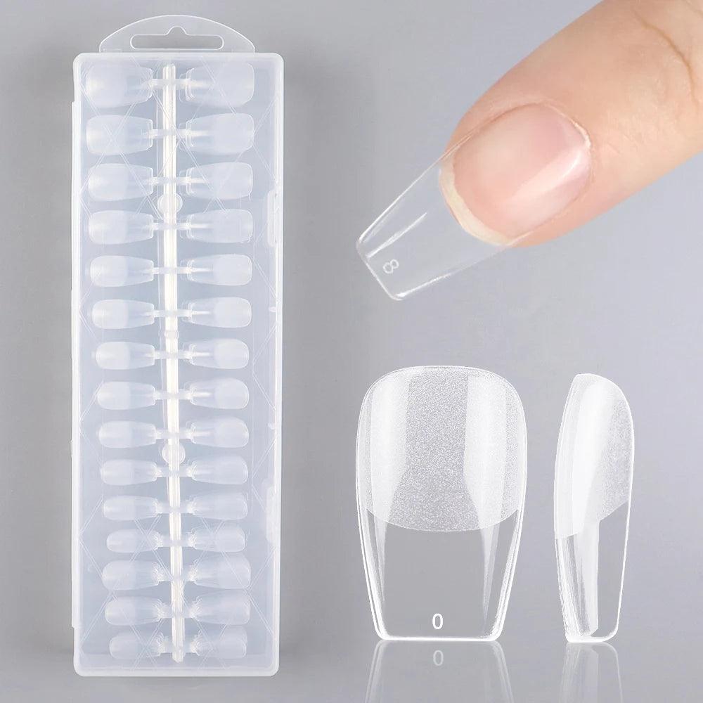 Wholesale Hot Sale Nail Salon 240 Pieces Non-Trace Nail Tip Transparent Matte Fingernail Soft Gel X Full Cover Nail Tips