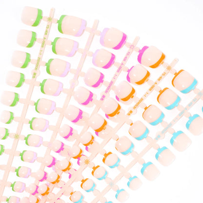 Wholesale 120/150PCS Mixed Color French Square Designs Certain Colorful French Press on Toe Nails Tip for Feet Nail Art Salon
