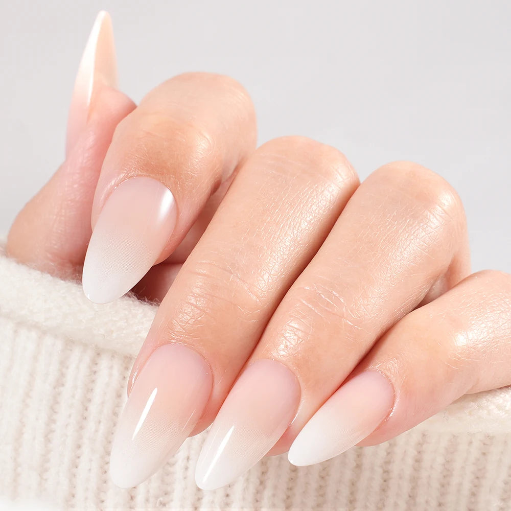 Factory Wholesale OEM ODM 30pcs Nude Gradient Nails Press on Short Medium Square Almond Ombre Pink Press on Nails Art
