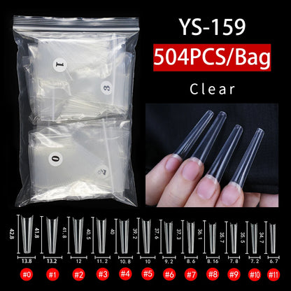 Wholesale 500pcs Box XXL Curved C False Nail Tips Half Cover Long French Artificial Fingernails Transparent Coffin Nail Tips
