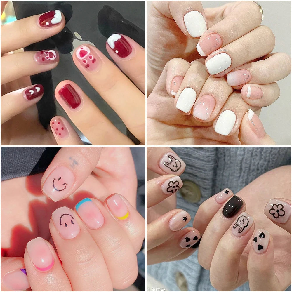 Hot Sale 120pcs/box Nail Art Small Short square Head Painted Artificial Nail Tips