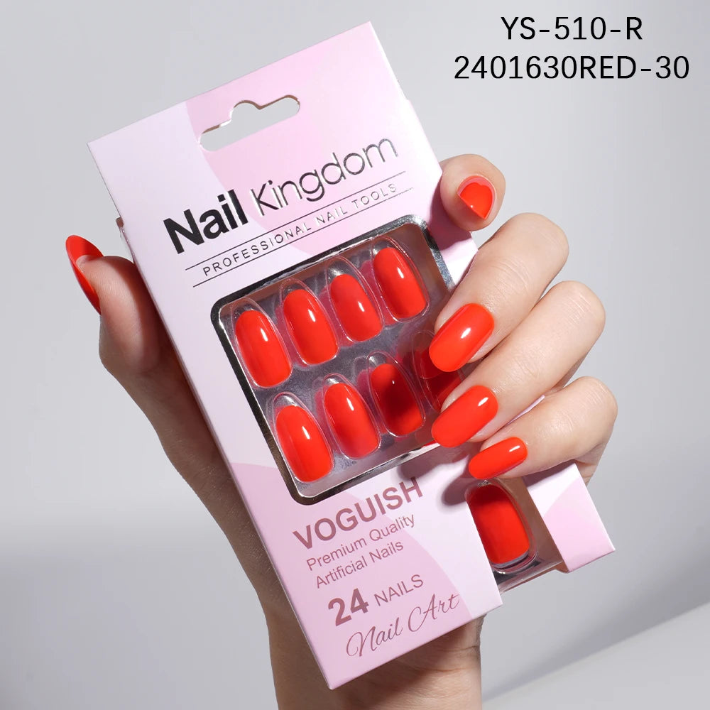 Wholesale 24pcs/box Short Nails Natural Decorated Artificial Fingernails Reusable Solid Color Press on Nails with Try on Window