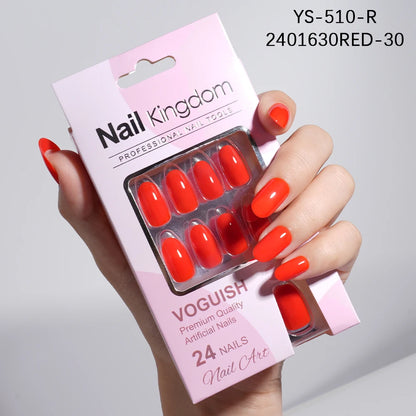 Wholesale 24pcs/box Short Nails Natural Decorated Artificial Fingernails Reusable Solid Color Press on Nails with Try on Window