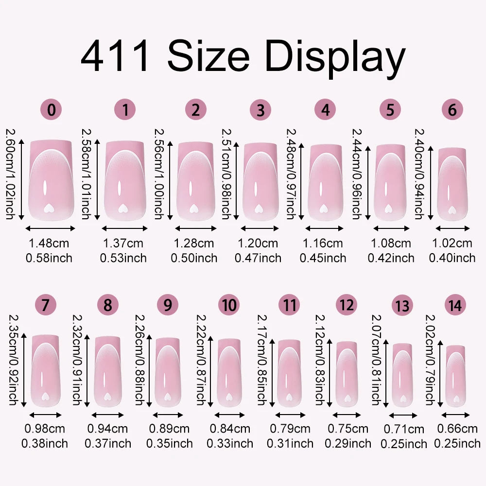 Wholesale 120pcs French Square False Nails Tip Brown Pink Heart Design Soft Gel Nails Press on French Tips