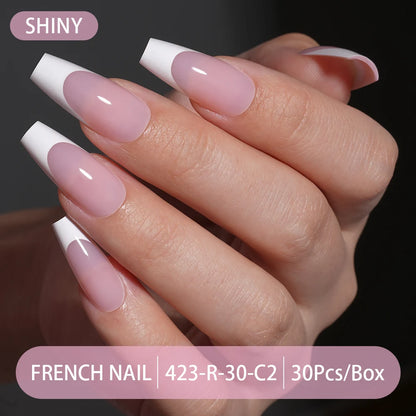 30pcs/box French Gel Nails Press on Nails