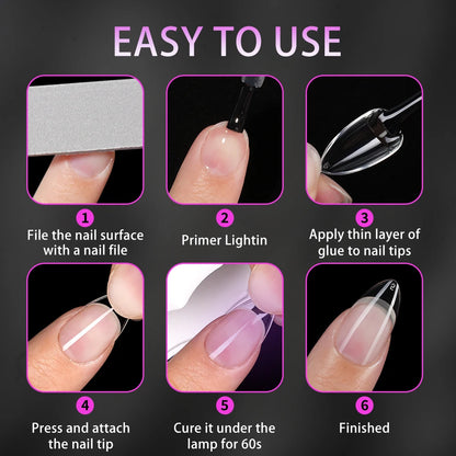 Wholesale 120/240Pcs Full Cover Almond False Nail Tips Supplies Clear Extra Short Almond Nail Tips