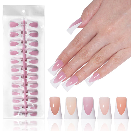 Wholesale OEM 120pcs Duck Nail French Tips White Full Cover Gel Handmade French Duck Nails Press on Nails