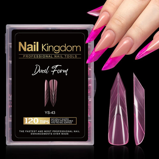 120pcs Wholesale Quick Building Nail Mold Tips Stiletto French Traceless Pink Extension Duckbill Pyramid Dual Nail Forms