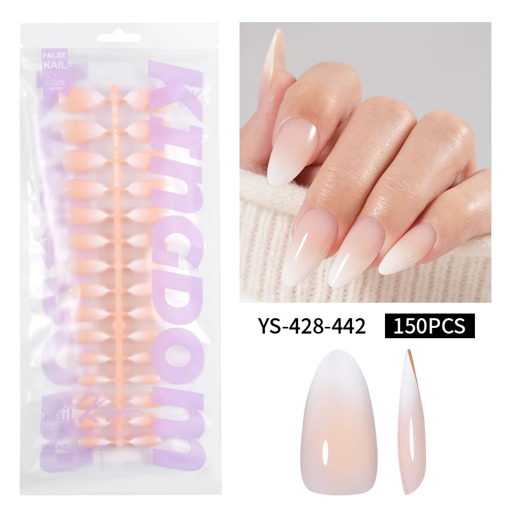 Wholesaler Private Label 150Pcs Nude Pink Gradient Fake Nails Press on Short Square Almond Ombre Press on Nails
