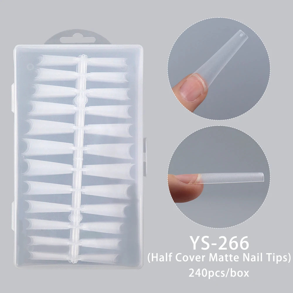 Wholesale Hot Sale Nail Salon 240 Pieces Non-Trace Nail Tip Transparent Matte Fingernail Soft Gel X Full Cover Nail Tips
