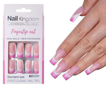 Nail Supplier Custom 30PCS Acrylic Designed Press on Nails Art Handmade Medium Square 3D Flower Gel French Press on Nails