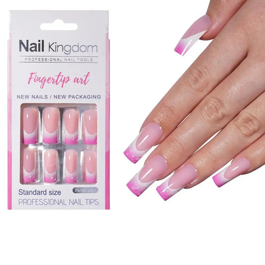 Nail Supplier Custom 30PCS Acrylic Designed Press on Nails Art Handmade Medium Square 3D Flower Gel French Press on Nails